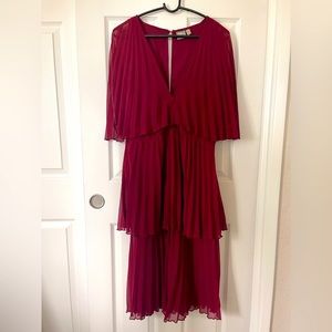 ASOS 3 tiered pleated maroon dress.